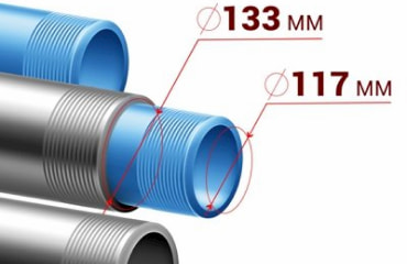 Артезианская скважина, металл 133 + ПНД 117 или НПВХ 113